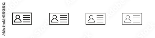 Identity card icon, linear icon with editable stroke