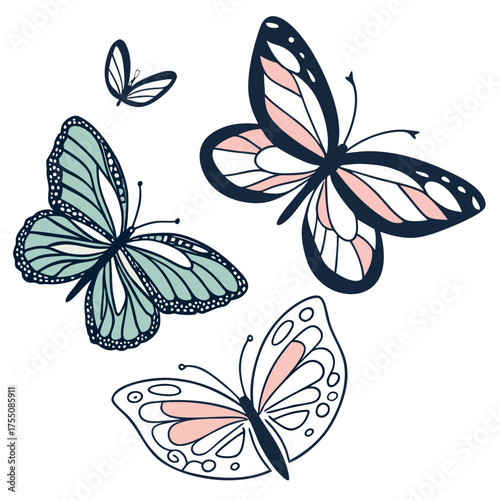 Wallpaper Mural Colorful Butterflies in Motion Torontodigital.ca