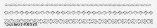 Realistic white crystal rhinestones border set.