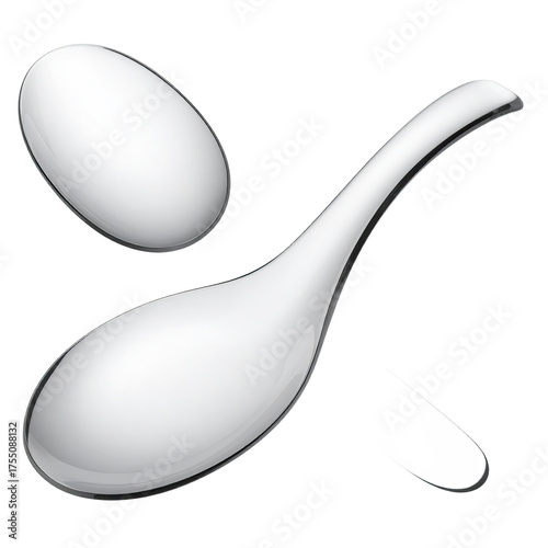 Glossy, abstract image of a spoon with an oval and swirling shape on a black background