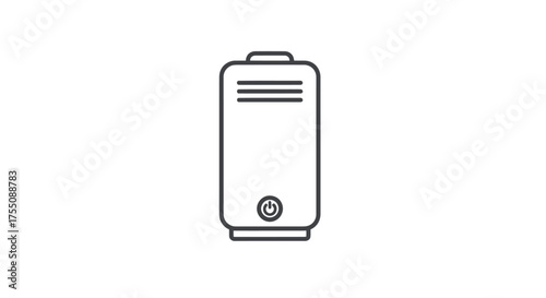 Simple Line Icon of a Tall Rectangular Water Heater Unit.