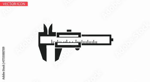 Black and White Caliper Illustration with Measurement Scale.