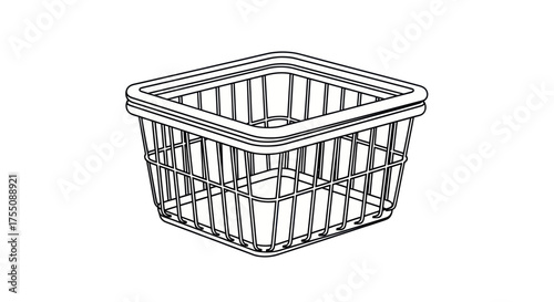 Empty Square Plastic Basket with Grid Design.