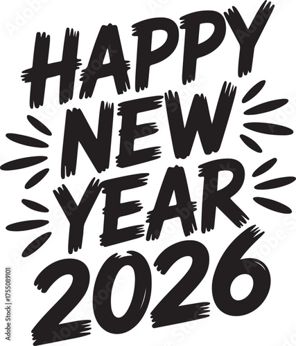 Happy New Year 2026 festive celebration banner design element illustration