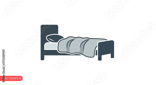 A simple modern bed with a pillow and blanket.