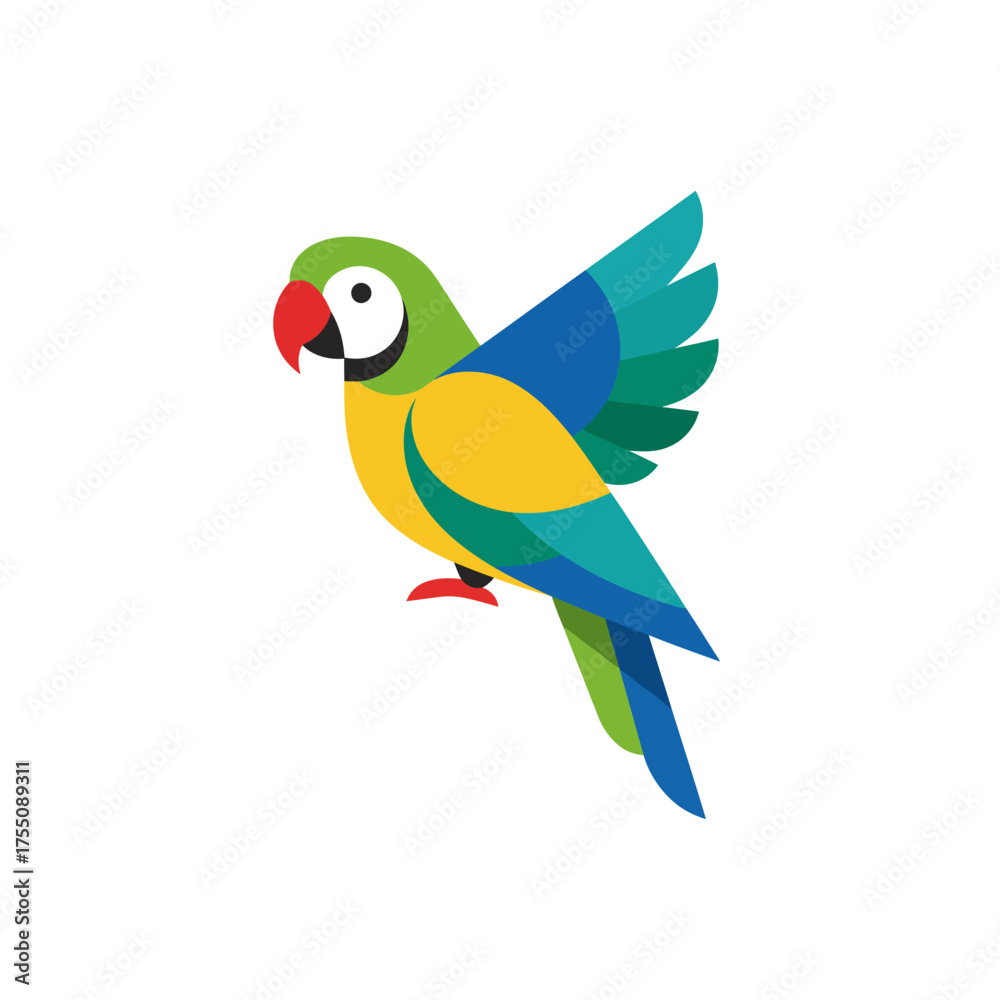Obraz premium Colorful Parrot Illustration on White Background for Design Projects
