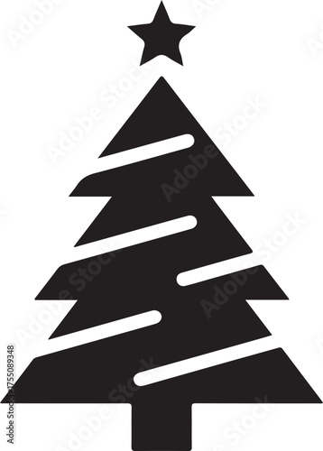 Minimalist Christmas tree vector graphic with star and white accents