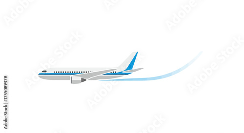 Vector Illustration of a Modern Passenger Airplane in Flight.
