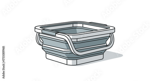 Square Gray Collapsible Portable Basin with Handles.
