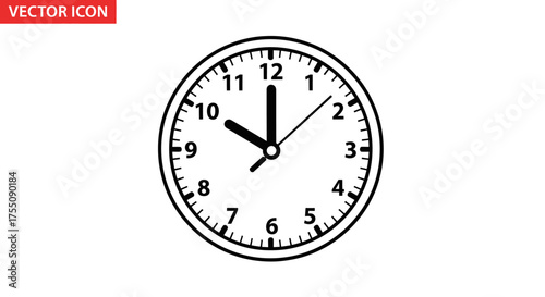 Round Clock Face Showing Ten OClock Black Outline.