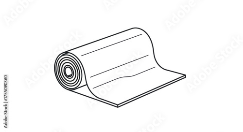 Rolled Sheet Material: A Line Drawing Depicting a Roll of Material.