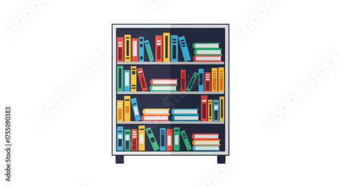 Colorful Books Arranged on a Wooden Bookshelf.