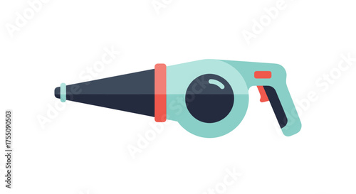 Light Blue Leaf Blower with Black Nozzle and Red Accents.