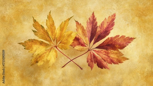   Two leaves atop white paper against a light backdrop