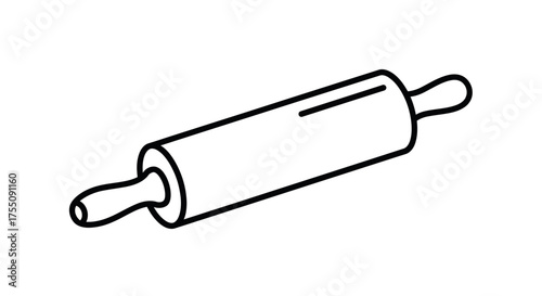 Simple Black and White Illustration of a Rolling Pin.