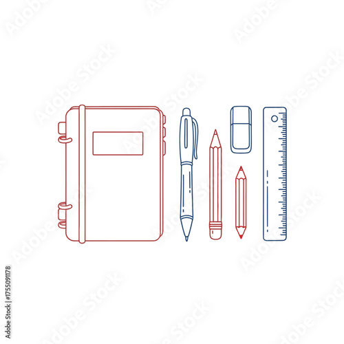 Stationery set illustration isolated on white background