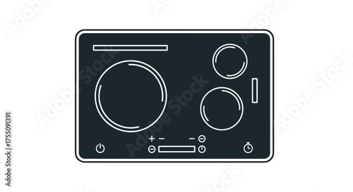 Modern Black Electric Cooktop with Four Burners and Controls.
