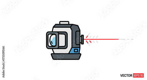 Laser Level Tool Emitting a Red Beam for Precise Alignment and Leveling.