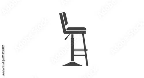 Modern Adjustable Bar Stool Silhouette Vector Icon.