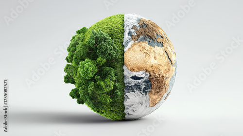 Half Earth illustration showing forest and desert contrast