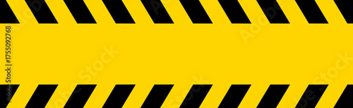 Yellow and black caution tape or hazard stripes background with blank copy space area. Vector banner element for safety, danger, construction or crime scene boundary design