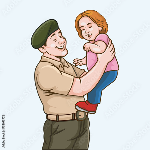 Military Father Holds His Daughter Before Leaving for Duty