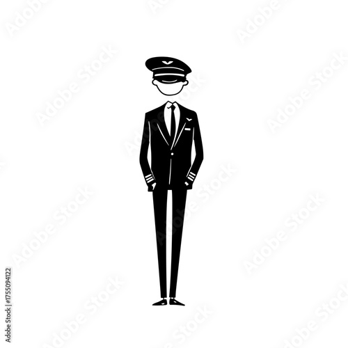 Flight Attendant. Flight Attendant simple black and white line art vector logo