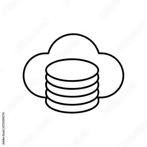 Contour drawing of cloud with stacked circles inside on transparent background