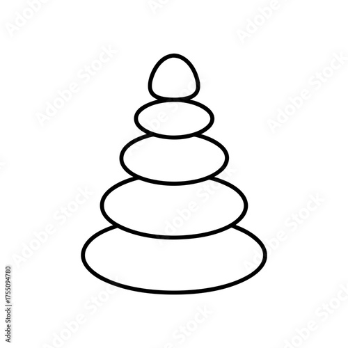 Outline drawing of a stacked stone balancing tower on transparent background