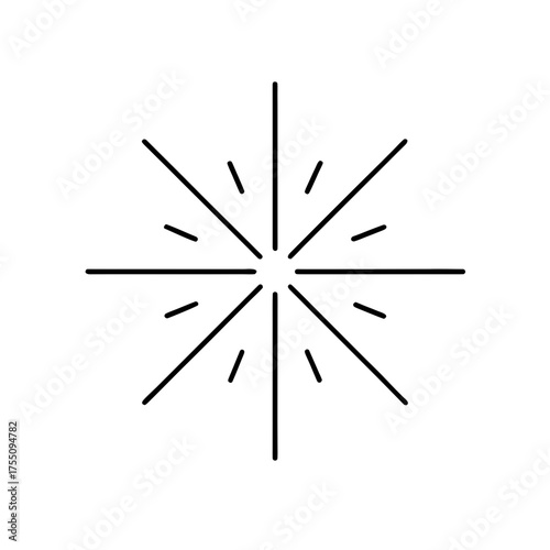 Geometric starburst design with radiating line segments on transparent background