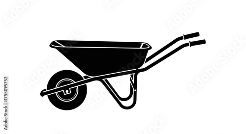 Illustration of a wheelbarrow, a onewheeled cart used for carrying loads