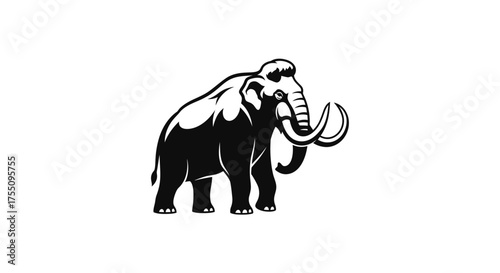 Illustration of a mammoth, an extinct species of elephant with long curved tusks