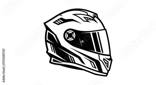 Illustration of a motorcycle helmet, a protective headgear for riders