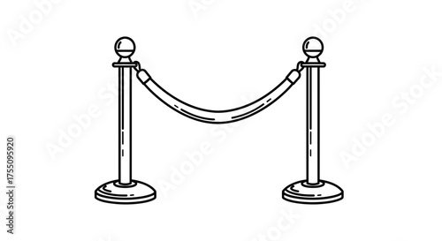 Illustration of a velvet rope barrier, representing exclusivity, access control, and prestige