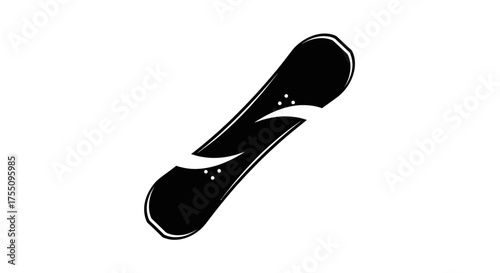 Black snowboard, perfect for winter sports and recreational activities design projects