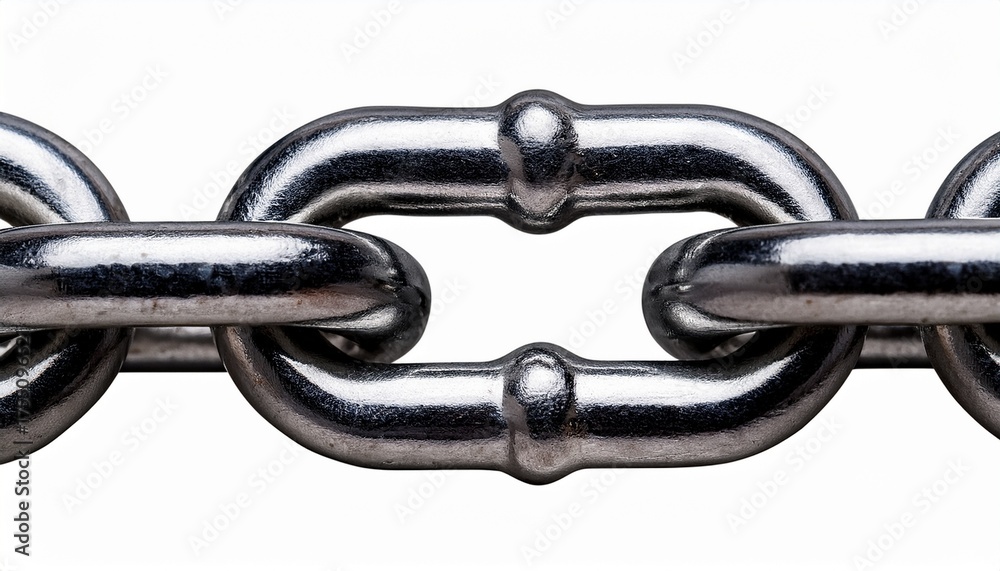 Fototapeta premium Metal Chain Link N Steel Connection Isolated Transparent Background