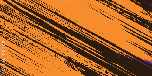 orange black brush Car sticker wrap pattern banner abstract sporty lines black orange color combination grunge brush modern pattern racing motorsport vector design.