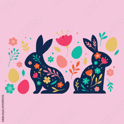 Happy Easter, decorated easter card, banner