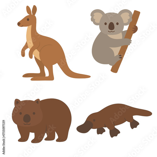 Cute Australian animals set for kids' designs