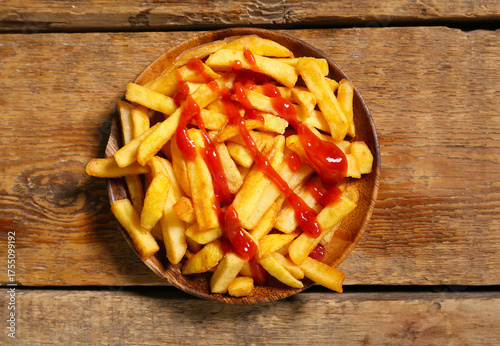 Plate with tasty french fri...
