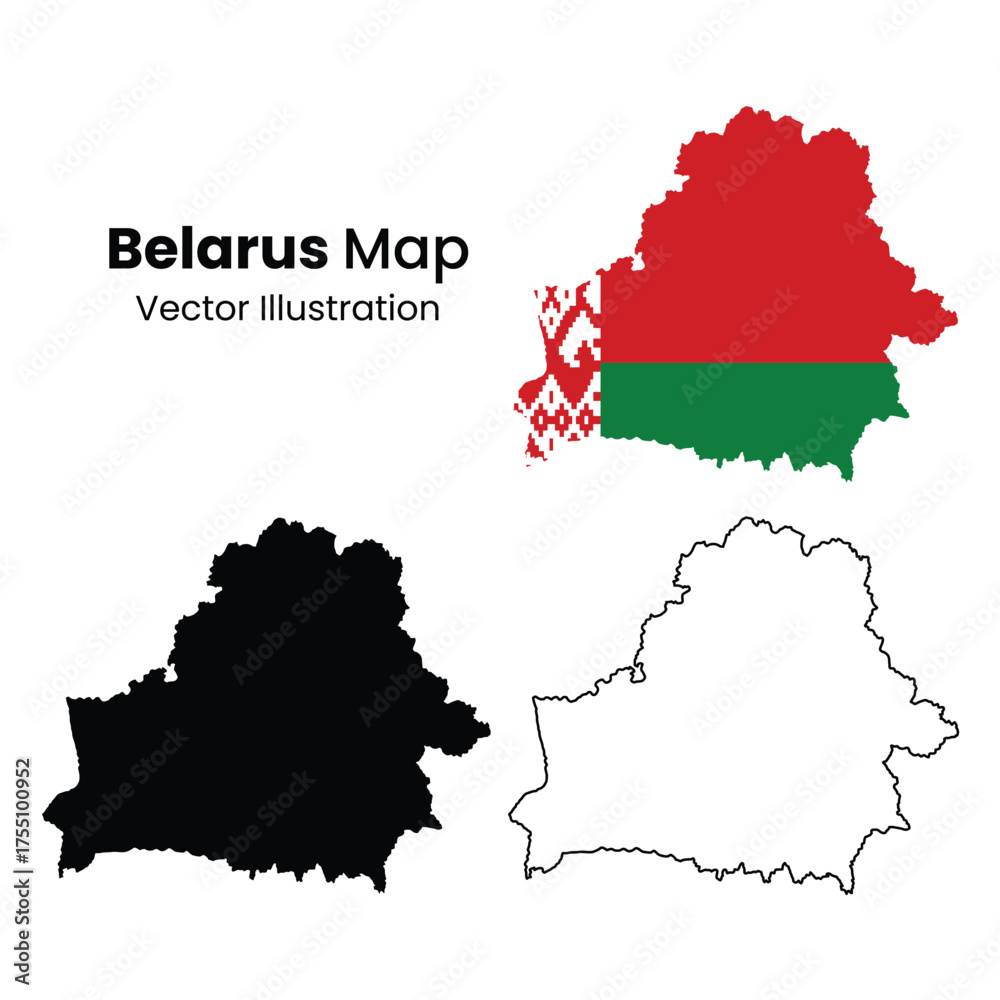 Fototapeta premium Belarus map and flag representations vector illustration