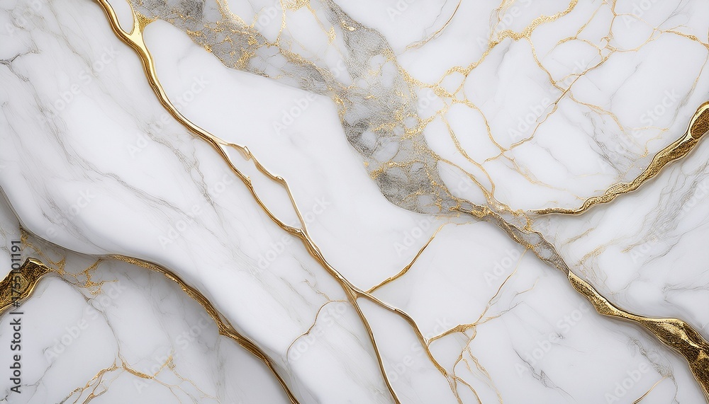 Fototapeta premium Elegant White Marble Texture With Gold Veins Ideal For Stylish Interior Design And Decor Use