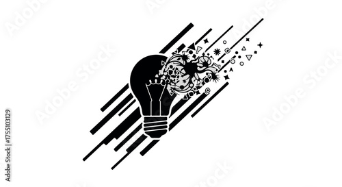 Exploding light bulb symbolizes creative burst and innovation