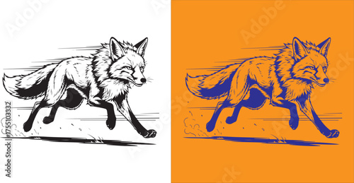 Illustration of animal paws running with dust in black and white