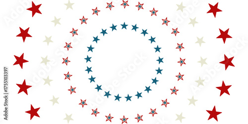 Patriotic circular star pattern with red and blue design