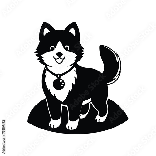 Cheerful Icelandic Sheepdog Puppy From Iceland Chest Up Vector Illustration