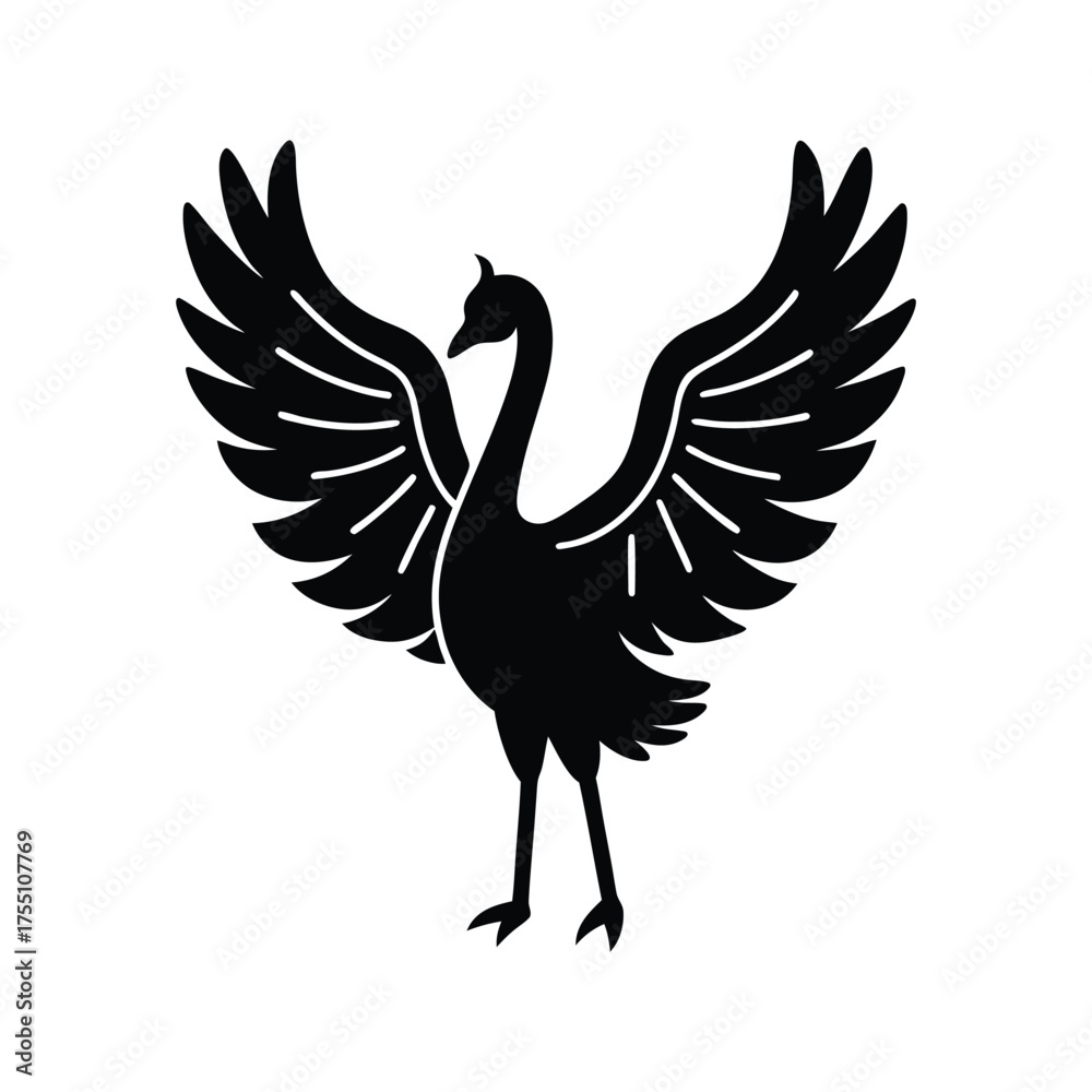 Obraz premium Emu Silhouette Victory Hand Gesture Vector Illustration