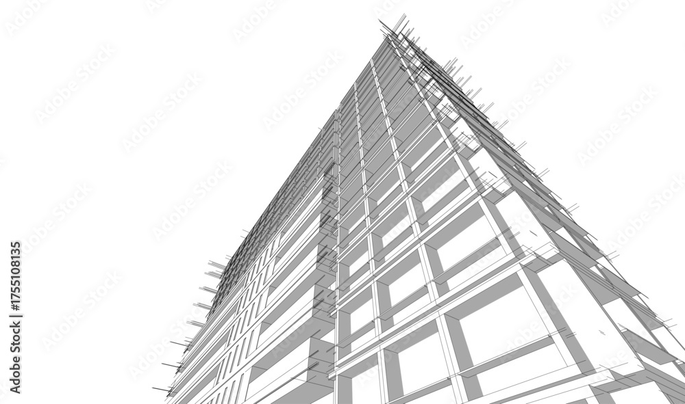 Fototapeta premium Modern building architectural 3d illustration