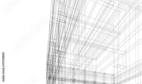 Modern building architectural 3d illustration