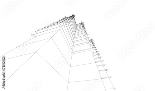 Modern building architectural 3d illustration